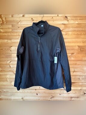 Old Navy Windbreaker Half-Zip Jacket Black Large NWT Hiking Outdoors Walking